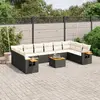 Image de vidaXL Salon de jardin 11 pcs avec coussins noir résine tressée