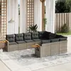Image de vidaXL Salon de jardin avec coussins 10 pcs gris résine tressée