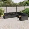 Image de vidaXL Salon de jardin 10 pcs avec coussins noir résine tressée