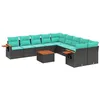 Image de vidaXL Salon de Jardin avec Coussins 11 pcs, Canapés de Patio, Ensemble de Meubles, Mobilier de Terrasse Exterieur, Noir Résine Tressée