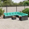 Image de vidaXL Salon de jardin 11 pcs avec coussins noir résine tressée