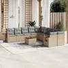 Image de vidaXL Salon de jardin 11 pcs avec coussins beige résine tressée
