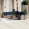 Image de vidaXL Salon de jardin 11 pcs avec coussins gris résine tressée
