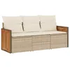 Image de vidaXL Salon de Jardin avec Coussins 3 pcs, Canapés de Terrasse, Ensemble de Meubles de Patio, Mobilier d'Extérieur, Beige Résine Tressée