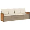 Image de vidaXL Salon de Jardin avec Coussins 4 pcs, Canapés de Terrasse, Ensemble de Meubles de Patio, Mobilier d'Extérieur, Beige Résine Tressée