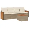 Image de vidaXL Salon de Jardin avec Coussins 5 pcs Beige résine tressée