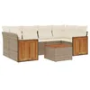 Image de vidaXL Salon de Jardin avec Coussins 7 pcs, Canapés de Terrasse, Ensemble de Meubles de Patio, Mobilier d'Extérieur, Beige Résine Tressée