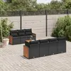 Image de vidaXL Salon de jardin 8 pcs avec coussins noir résine tressée