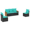 Image de vidaXL Salon de Jardin 5 pcs avec Coussins Noir résine tressée
