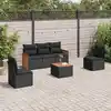Image de vidaXL Salon de jardin 6 pcs avec coussins noir résine tressée
