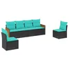 Image de vidaXL Salon de Jardin 6 pcs avec Coussins Noir résine tressée