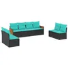Image de vidaXL Salon de Jardin 8 pcs avec Coussins Noir résine tressée