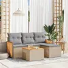 Image de vidaXL Salon de jardin avec coussins 5 pcs beige résine tressée
