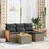 Image de vidaXL Salon de jardin 5 pcs avec coussins gris résine tressée