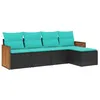 Image de vidaXL Salon de Jardin 5 pcs avec Coussins Noir résine tressée