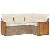 Image de vidaXL Salon de Jardin avec Coussins 4 pcs, Canapés de Terrasse, Ensemble de Meubles de Patio, Mobilier d'Extérieur, Beige Résine Tressée