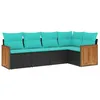 Image de vidaXL Salon de Jardin 5 pcs avec Coussins Noir résine tressée