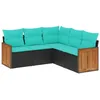 Image de vidaXL Salon de Jardin 5 pcs avec Coussins Noir résine tressée