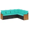 Image de vidaXL Salon de Jardin 6 pcs avec Coussins Noir résine tressée