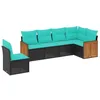 Image de vidaXL Salon de Jardin 6 pcs avec Coussins Noir résine tressée