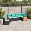 Image de vidaXL Salon de jardin 6 pcs avec coussins noir résine tressée