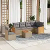 Image de vidaXL Salon de jardin avec coussins 7 pcs beige résine tressée