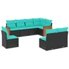 Image de vidaXL Salon de Jardin 8 pcs avec Coussins Noir résine tressée