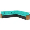 Image de vidaXL Salon de Jardin 9 pcs avec Coussins Noir résine tressée