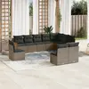 Image de vidaXL Salon de jardin avec coussins 10 pcs gris résine tressée