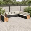 Image de vidaXL Salon de jardin 11 pcs avec coussins noir résine tressée