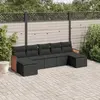 Image de vidaXL Salon de jardin 7 pcs avec coussins noir résine tressée