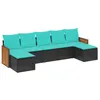 Image de vidaXL Salon de Jardin 7 pcs avec Coussins Noir résine tressée