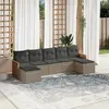 Image de vidaXL Salon de jardin avec coussins 7 pcs gris résine tressée