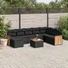 Image de vidaXL Salon de jardin 9 pcs avec coussins noir résine tressée
