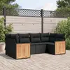 Image de vidaXL Salon de jardin 6 pcs avec coussins noir résine tressée
