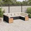 Image de vidaXL Salon de jardin 9 pcs avec coussins noir résine tressée