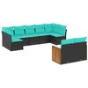 Image de vidaXL Salon de Jardin 9 pcs avec Coussins Noir résine tressée