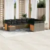 Image de vidaXL Salon de jardin avec coussins 10 pcs gris résine tressée