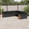 Image de vidaXL Salon de jardin 10 pcs avec coussins noir résine tressée