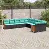 Image de vidaXL Salon de jardin 10 pcs avec coussins noir résine tressée