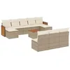 Image de vidaXL Salon de Jardin avec Coussins 11 pcs, Canapés de Terrasse, Ensemble de Meubles de Patio, Mobilier d'Extérieur, Beige Résine Tressée