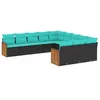 Image de vidaXL Salon de Jardin 11 pcs avec Coussins Noir résine tressée