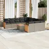 Image de vidaXL Salon de jardin avec coussins 12 pcs gris résine tressée