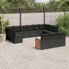 Image de vidaXL Salon de jardin avec coussins 13 pcs noir résine tressée