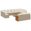 Image de vidaXL Salon de Jardin avec Coussins 14 pcs, Canapés de Terrasse, Ensemble de Meubles de Patio, Mobilier d'Extérieur, Beige Résine Tressée