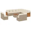 Image de vidaXL Salon de Jardin avec Coussins 13 pcs Beige résine tressée