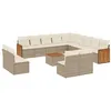 Image de vidaXL Salon de Jardin avec Coussins 14 pcs, Canapés de Terrasse, Ensemble de Meubles de Patio, Mobilier d'Extérieur, Beige Résine Tressée