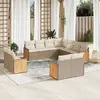 Image de vidaXL Salon de jardin 11 pcs avec coussins beige résine tressée