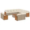 Image de vidaXL Salon de Jardin avec Coussins 14 pcs, Canapés de Terrasse, Ensemble de Meubles de Patio, Mobilier d'Extérieur, Beige Résine Tressée