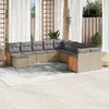 Image de vidaXL Salon de jardin 11 pcs avec coussins beige résine tressée